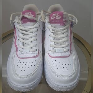 Nike Air Force 1 White and Pink Sneakers